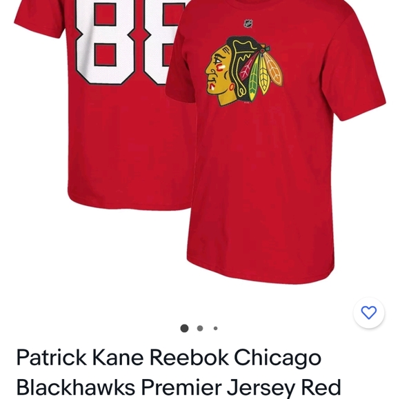 Patrick Kane #88 Chicago Blackhawks  Chief Head Logo Premier Red Jersey Tee - Picture 8 of 9